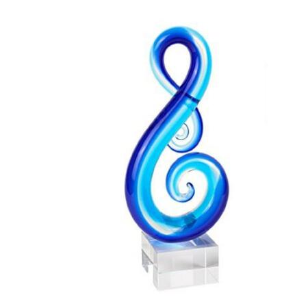 PALACEDESIGNS Stylish Musical Clef Glass Sculpture, Light Blue PA3094527